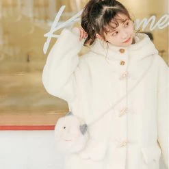 Juwas CLOTHING Kawaii White Fluffy Winter Coat
