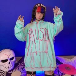 Juwas Cool Letter Tassels Loose Hoodie