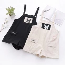 Juwas CLOTHING Rabbit Carrot Embroidery Overall Shorts Sets