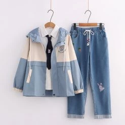 Juwas Cartoon Animal Embroidery Coat Tie Shirt Denim Pants NEW ARRIVAL