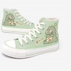 Juwas Cute Cartoon Green Little Dinosaur Canvas Sneaker 10 Juwas Cute Cartoon Green Little Dinosaur Canvas Sneaker