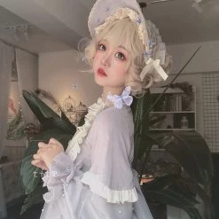 Juwas Lolita White Blonde Curly Bangs Pixie Cut Wig