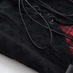 Juwas Vintage Red Plaid Vest Puff Sleeve Mini Dress NEW ARRIVAL