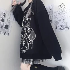 Juwas NEW ARRIVAL Harajuku Anime Print Oversize Sweatshirt