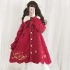 Juwas Lolita Bunny Embroidery Button Up Warm Coat
