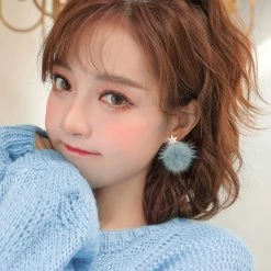 Juwas NEW ARRIVAL Cute Blue PomPom Dangle Earrings