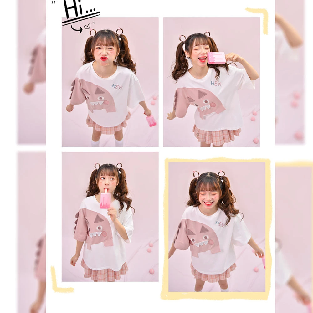 Juwas Kawaii Blushing Pink Dinosaur Shirt NEW ARRIVAL 7 Juwas Kawaii Blushing Pink Dinosaur Shirt NEW ARRIVAL