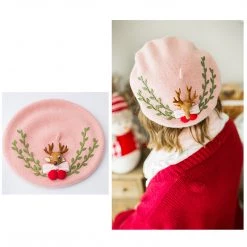 Juwas Flowers Deer Beret Hat