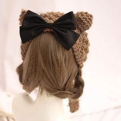 Juwas Brown Bear Ears Knitted Hat
