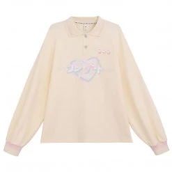 Juwas NEW ARRIVAL Japanese Love Heart Long Sleeve Polo Sweater