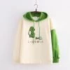 Juwas CLOTHING Cute Cartoon Dinosaur Japanese Letter Embroidery Hoodie