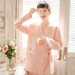 Juwas CLOTHING Cute Rabbit Flowers Print Cotton Pajamas Set 15 Juwas CLOTHING Cute Rabbit Flowers Print Cotton Pajamas Set