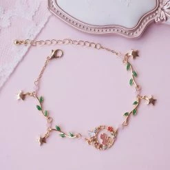 -Juwas Kawaii Cat Bunny Sakura Flower Bracelets