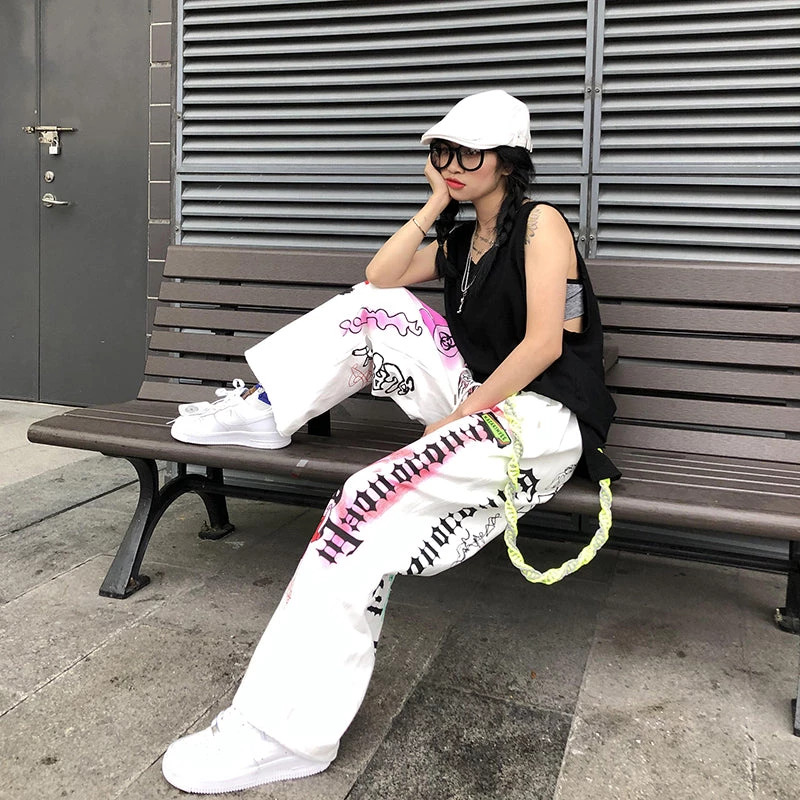 Juwas Street Style Spray Graffiti Loose Pants NEW ARRIVAL 8 Juwas Street Style Spray Graffiti Loose Pants NEW ARRIVAL