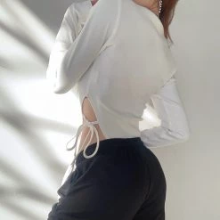 Juwas Sexy Side Lace Long Sleeve Bodysuit NEW ARRIVAL