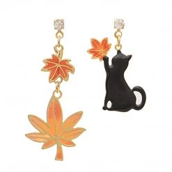 Juwas Cat Maple Leaf 925 Sterling Silver Earrings Ear Clip Fashion & Beauty