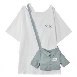 Juwas NEW ARRIVAL Kawaii Basic Tees With Fake Shirt Bag