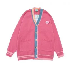 Juwas Chic Pastel Harajuku Stripes Cardigan Sweater NEW ARRIVAL