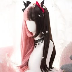 Juwas Harajuku Pink Brown Straight Wig