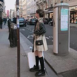 Juwas NEW ARRIVAL Chic Plaid Irregular Short Dress