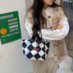 Juwas Cool Checkered Pattern Hand Bag