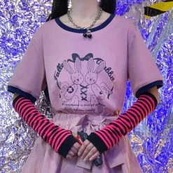 Juwas Cute Double Bunny Stitch Loose T-Shirt NEW ARRIVAL 18 Juwas Cute Double Bunny Stitch Loose T-Shirt NEW ARRIVAL