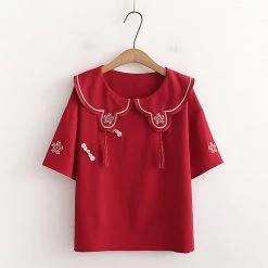 Juwas Flowers Embroidery T-Shirt Skirt Set CLOTHING