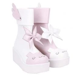 Juwas NEW ARRIVAL Angel Wings Bow Two-Tone Boots