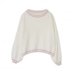 Juwas White Casual Oversize Long Sleeve Sweatshirt NEW ARRIVAL