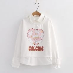 Juwas Cute Rabbit Print Fake Two Piece Hoodie CLOTHING