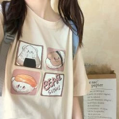 Juwas Japanese Cartoon Print Oversized T-Shirt CLOTHING