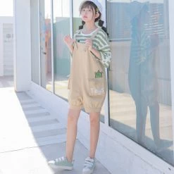 Juwas NEW ARRIVAL Cute Green Monster Shirt And Khaki Jumper