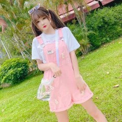 Juwas CLOTHING Rabbits Pockets Denim Overalls