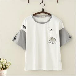 Juwas.com Online Store Simple Japanese Kitten Themed T-shirt NEW ARRIVAL
