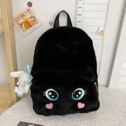Juwas Cute Cat Eyes Furry Backpack
