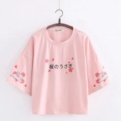 Juwas Sakura Bunny Japanese Loose Cut Shirt NEW ARRIVAL