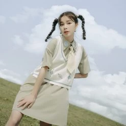 Juwas College Girl Khaki Dress With Vest NEW ARRIVAL