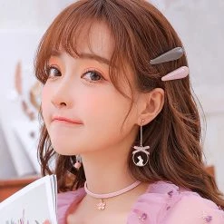 Juwas Kawaii Lolita Mr Rabbit Pink Dangle Earrings