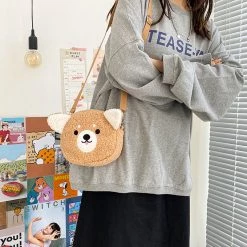 Juwas NEW ARRIVAL Cute Plush Lamb And Dog Mini Crossbody Bag