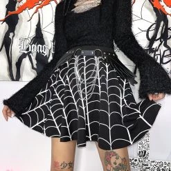 Juwas Dark Spider Web High Waist Skirt