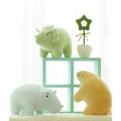 Juwas Kawaii Mini Triceratops Rhinoceros Polar Bear Plush Toys