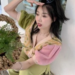 Juwas Vintage Knits Short Sleeve Tops NEW ARRIVAL