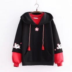 Juwas Sakura Bunny Print Hoodie