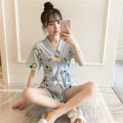 Juwas Kawaii Printed Night Robe And Short Set 14 Juwas Kawaii Printed Night Robe And Short Set