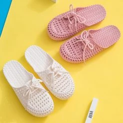 Juwas NEW ARRIVAL Kawaii Weaved Pastels Slip-On Slippers