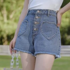 Juwas Heart Pocket Denim Shorts NEW ARRIVAL