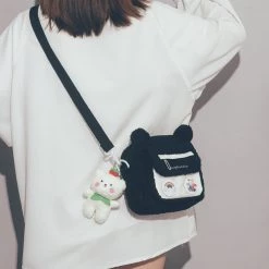 Juwas Bear Pattern Furry Crossbody Bag