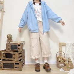 Juwas NEW ARRIVAL Kawaii Heart Ruffles Loose Sweatpants
