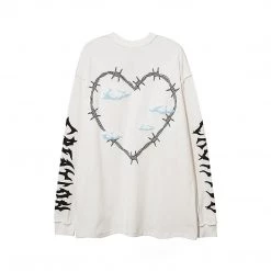 Juwas Vintage Love Heart Letters Printed Sweater NEW ARRIVAL