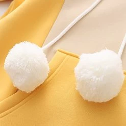 Juwas Japanese Cat Print Fuzzy Ball Drawstring Hoodie CLOTHING